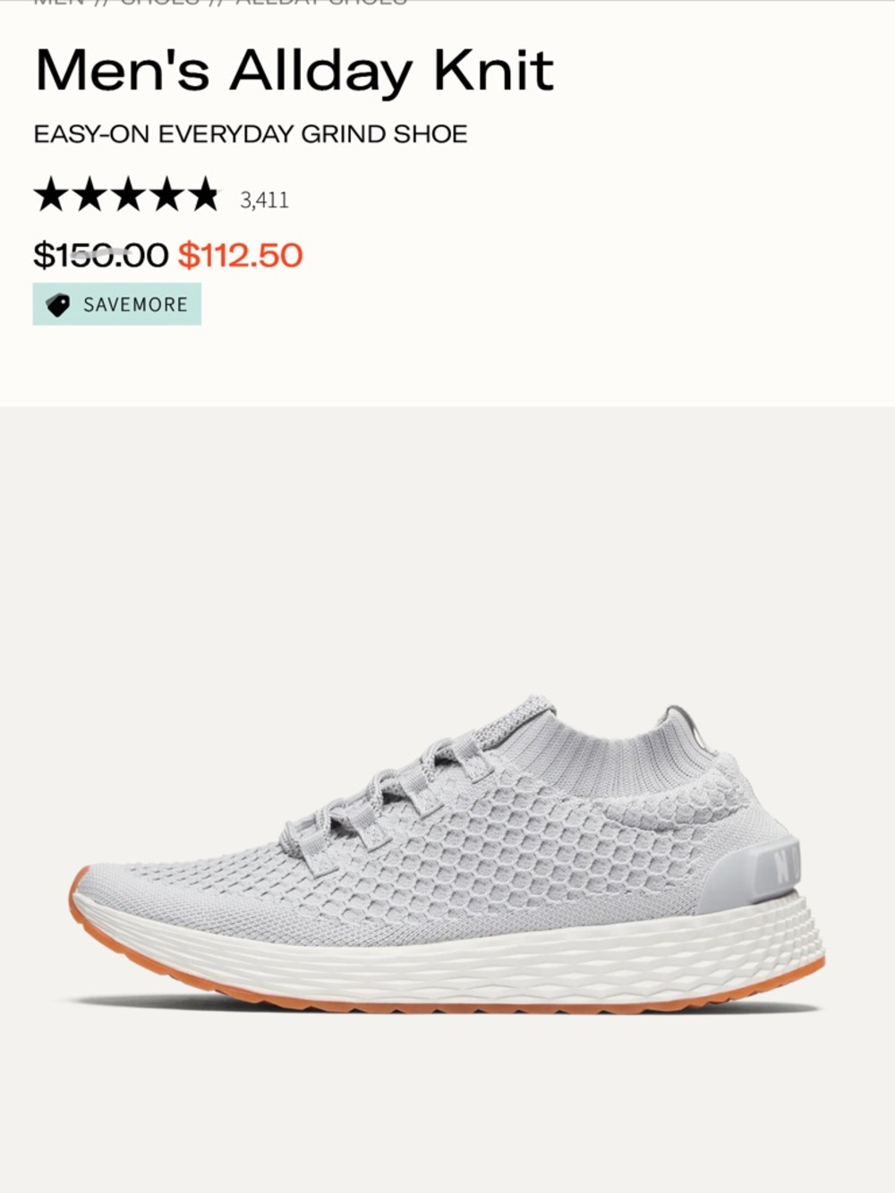 NOBULL Light Gray Knit Slip-On Sneaker with Tan Outsole